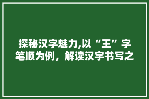 探秘汉字魅力,以“王”字笔顺为例，解读汉字书写之美