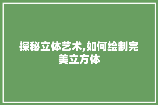 探秘立体艺术,如何绘制完美立方体