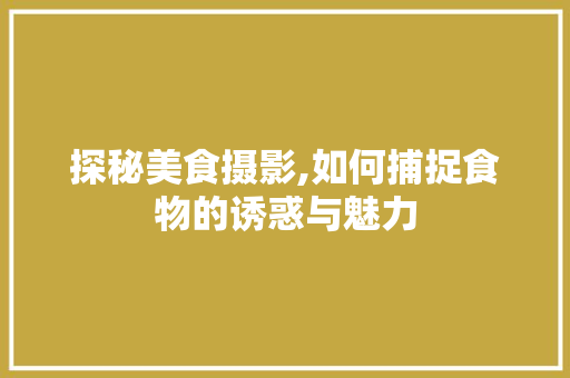 探秘美食摄影,如何捕捉食物的诱惑与魅力