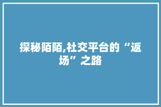 探秘陌陌,社交平台的“返场”之路