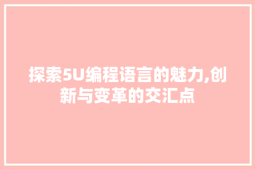探索5U编程语言的魅力,创新与变革的交汇点