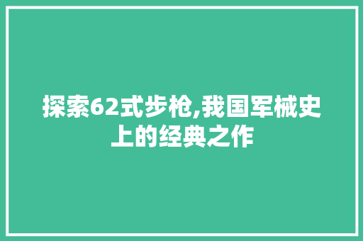探索62式步枪,我国军械史上的经典之作 建站教程