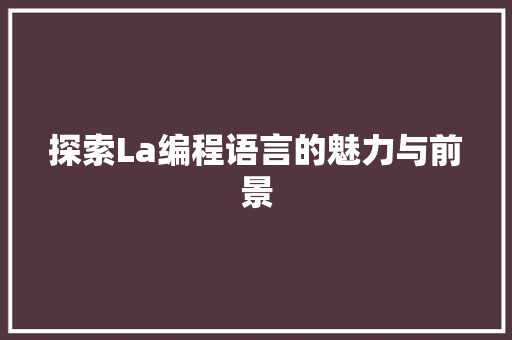 探索La编程语言的魅力与前景