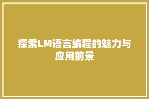探索LM语言编程的魅力与应用前景