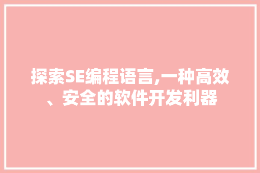 探索SE编程语言,一种高效、安全的软件开发利器