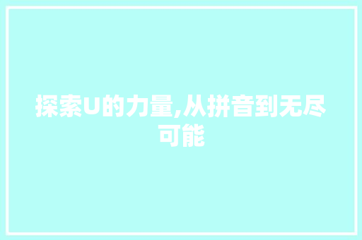 探索U的力量,从拼音到无尽可能