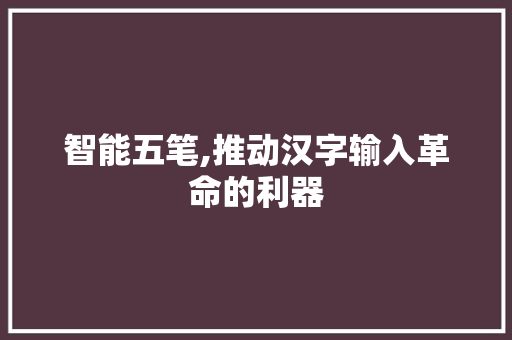智能五笔,推动汉字输入革命的利器 建站教程