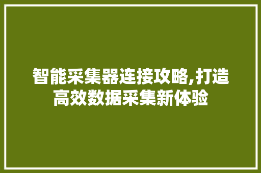 智能采集器连接攻略,打造高效数据采集新体验