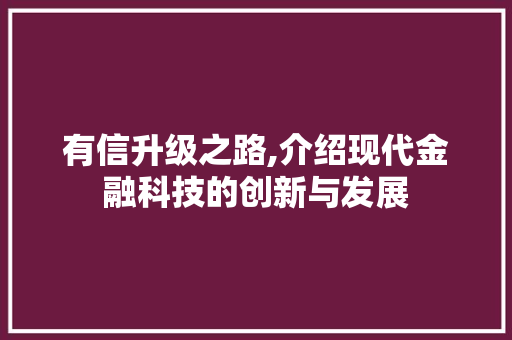 有信升级之路,介绍现代金融科技的创新与发展 WordPress教程