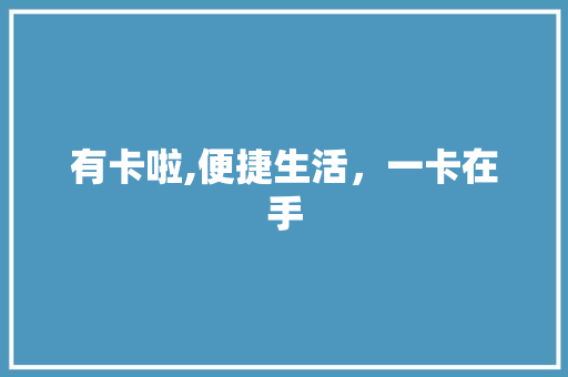 有卡啦,便捷生活，一卡在手 建站教程
