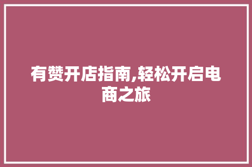 有赞开店指南,轻松开启电商之旅
