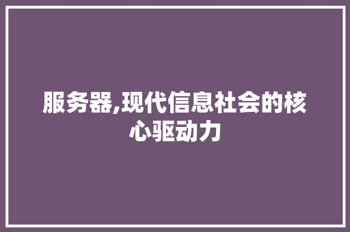 服务器,现代信息社会的核心驱动力