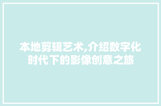 本地剪辑艺术,介绍数字化时代下的影像创意之旅