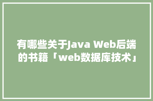 有哪些关于Java Web后端的书籍「web数据库技术」