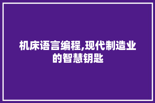 机床语言编程,现代制造业的智慧钥匙