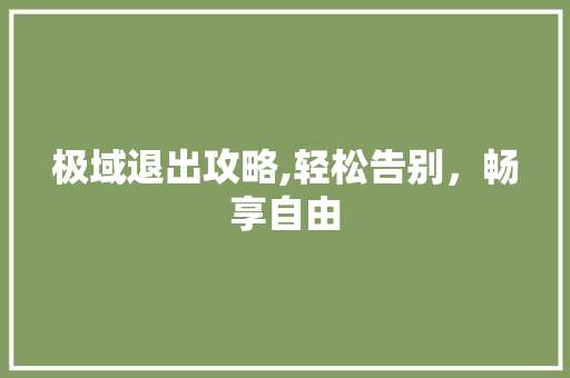 极域退出攻略,轻松告别，畅享自由