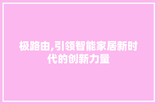 极路由,引领智能家居新时代的创新力量