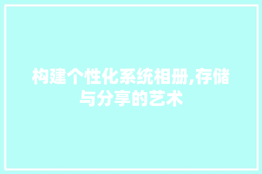 构建个性化系统相册,存储与分享的艺术
