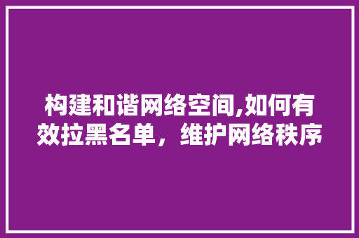 构建和谐网络空间,如何有效拉黑名单，维护网络秩序