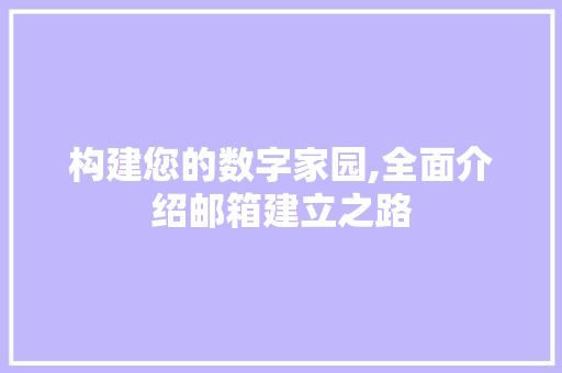 构建您的数字家园,全面介绍邮箱建立之路