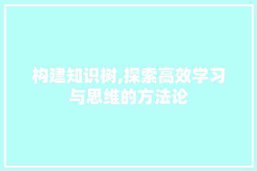 构建知识树,探索高效学习与思维的方法论 友链在线