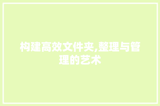 构建高效文件夹,整理与管理的艺术 服务器/数据库