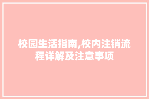 校园生活指南,校内注销流程详解及注意事项