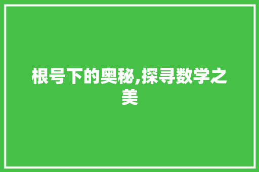根号下的奥秘,探寻数学之美 WordPress教程