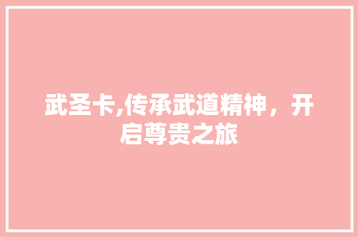 武圣卡,传承武道精神，开启尊贵之旅 友链在线