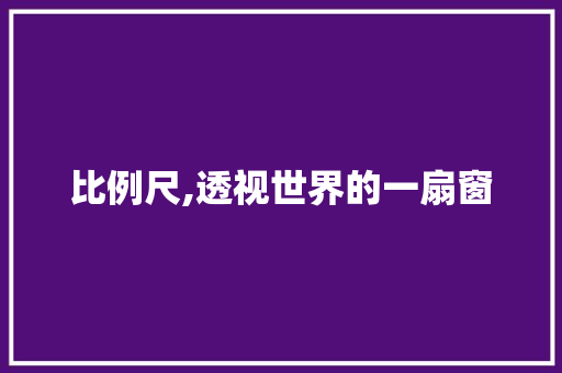 比例尺,透视世界的一扇窗 Web前端