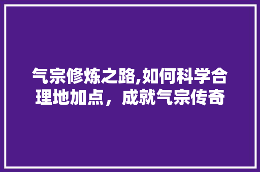 气宗修炼之路,如何科学合理地加点，成就气宗传奇