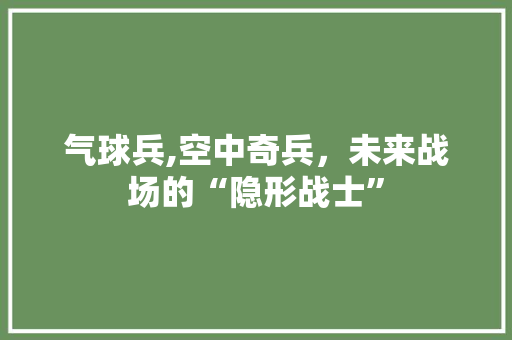 气球兵,空中奇兵，未来战场的“隐形战士”
