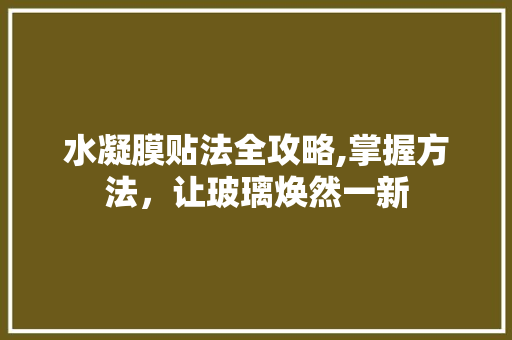 水凝膜贴法全攻略,掌握方法，让玻璃焕然一新 Web前端