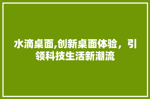 水滴桌面,创新桌面体验，引领科技生活新潮流 服务器/数据库