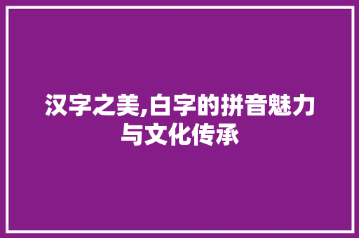汉字之美,白字的拼音魅力与文化传承