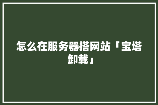怎么在服务器搭网站「宝塔 卸载」 怎么在服务器搭网站「宝塔 卸载」 建站教程