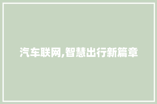 汽车联网,智慧出行新篇章