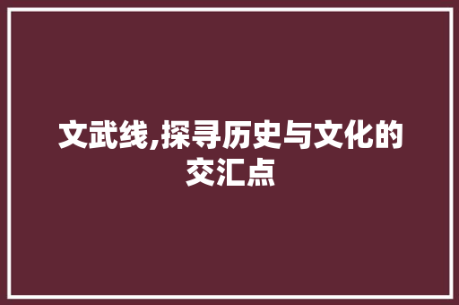 文武线,探寻历史与文化的交汇点