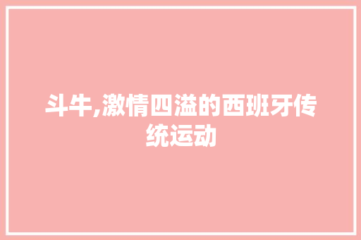 斗牛,激情四溢的西班牙传统运动