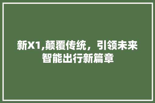 新X1,颠覆传统，引领未来智能出行新篇章