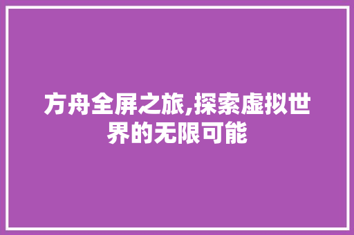 方舟全屏之旅,探索虚拟世界的无限可能