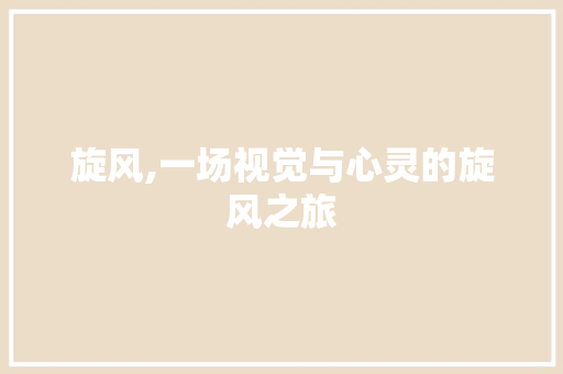 旋风,一场视觉与心灵的旋风之旅