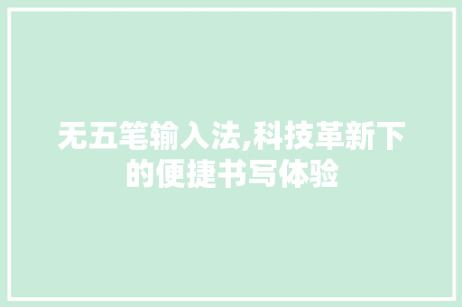 无五笔输入法,科技革新下的便捷书写体验