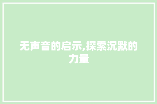 无声音的启示,探索沉默的力量