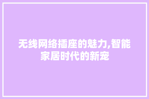 无线网络插座的魅力,智能家居时代的新宠