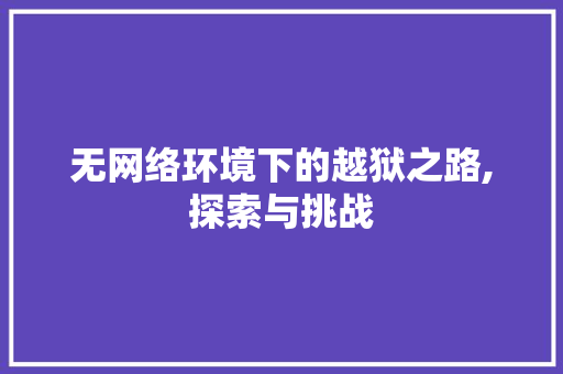 无网络环境下的越狱之路,探索与挑战 SEO教程