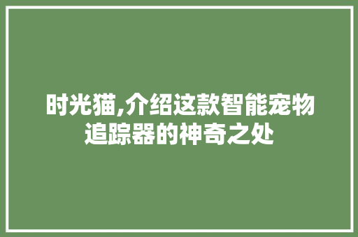 时光猫,介绍这款智能宠物追踪器的神奇之处