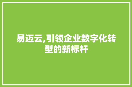 易迈云,引领企业数字化转型的新标杆 服务器/数据库