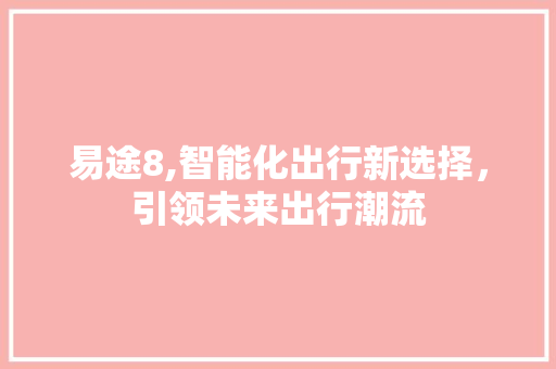 易途8,智能化出行新选择，引领未来出行潮流