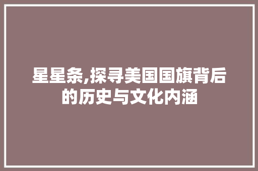 星星条,探寻美国国旗背后的历史与文化内涵 友链在线
